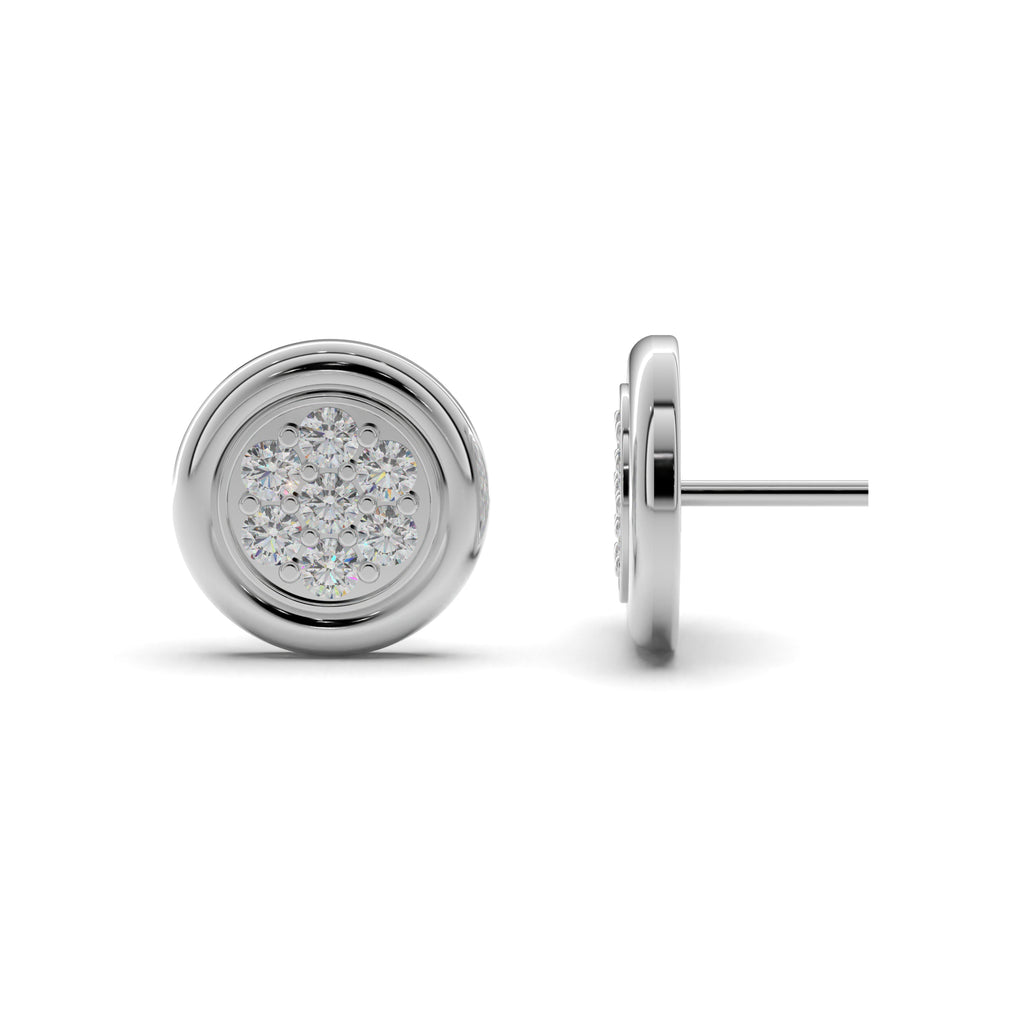 Round Disc Silver Stud Earrings