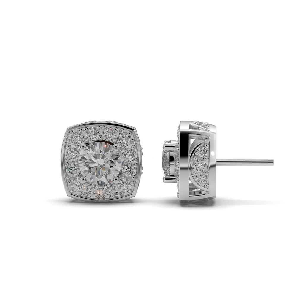 Cushion Cut Halo  Stud Earrings