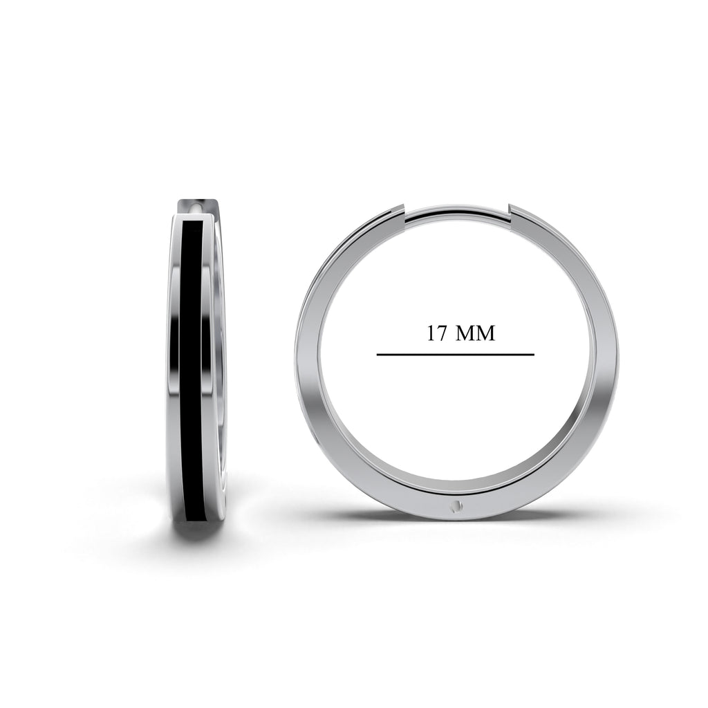 Single Line Huggie Hoop Silver Earrings 17mm