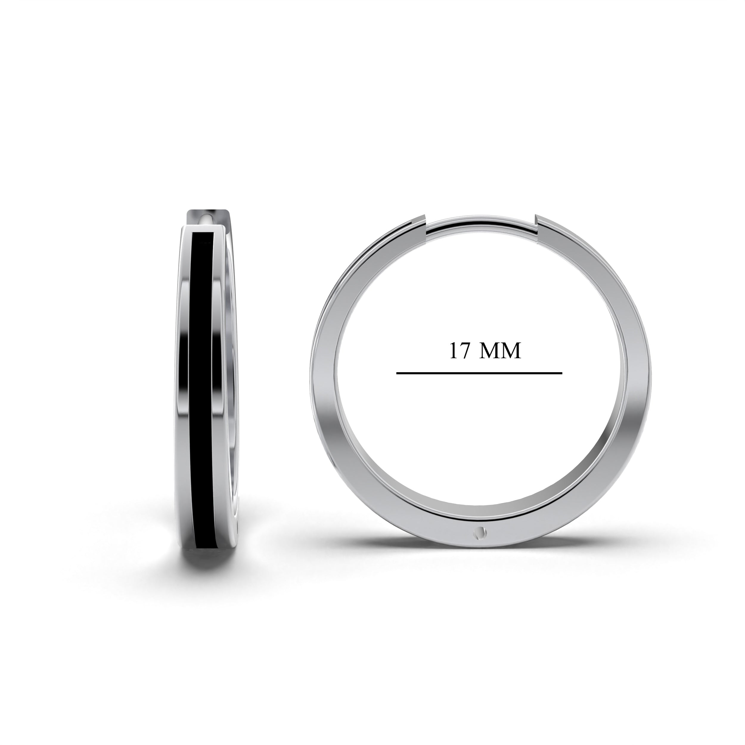 Single Line Huggie Hoop Silver Earrings 17mm