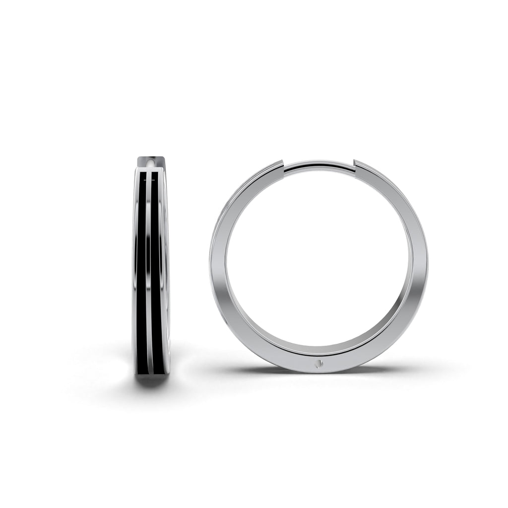 Double Line Huggie Hoop Silver Earrings 17mm