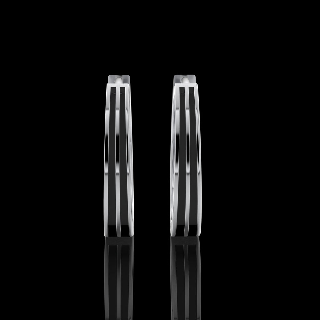Double Line Huggie Hoop Silver Earrings 16mm