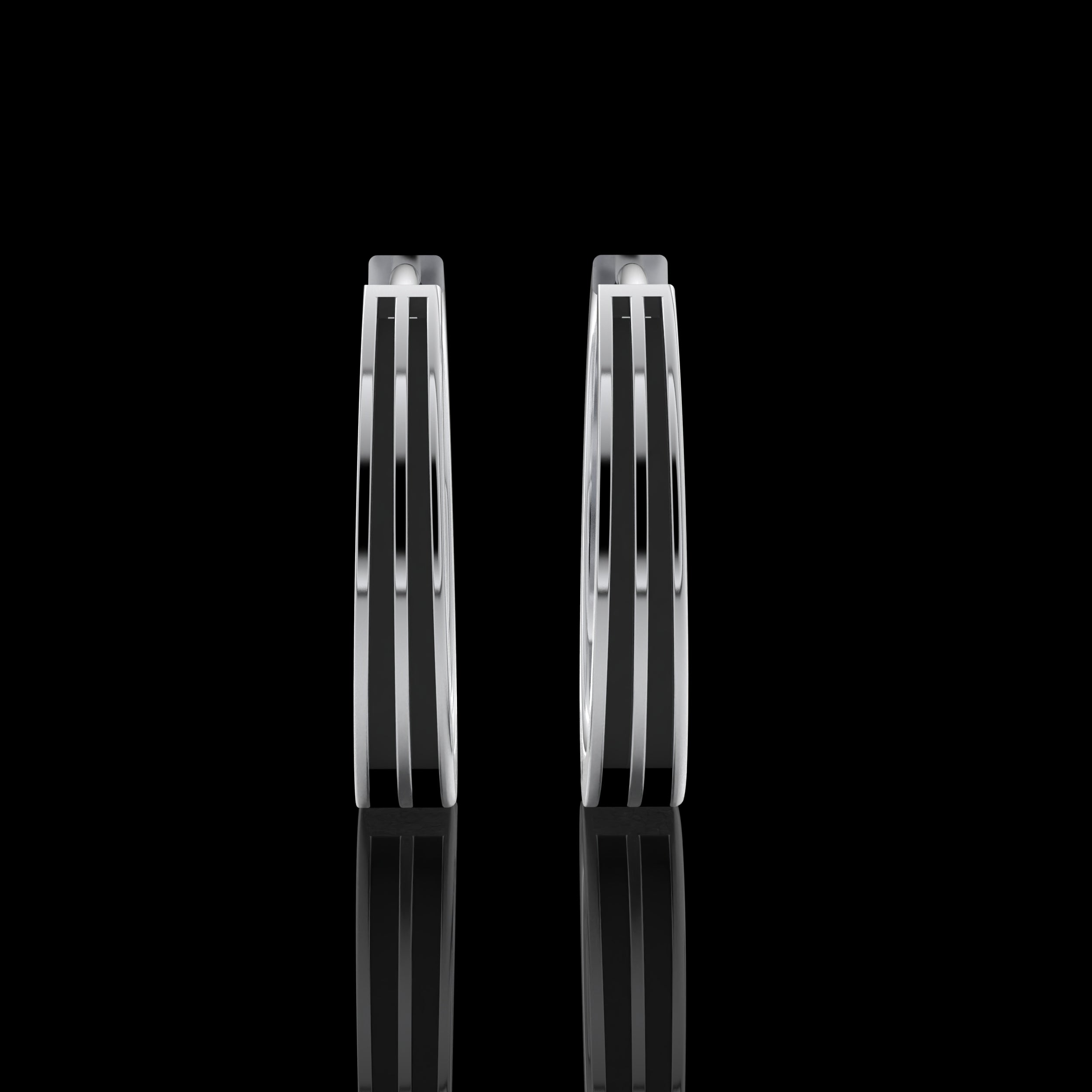 Double Line Huggie Hoop Silver Earrings 16mm