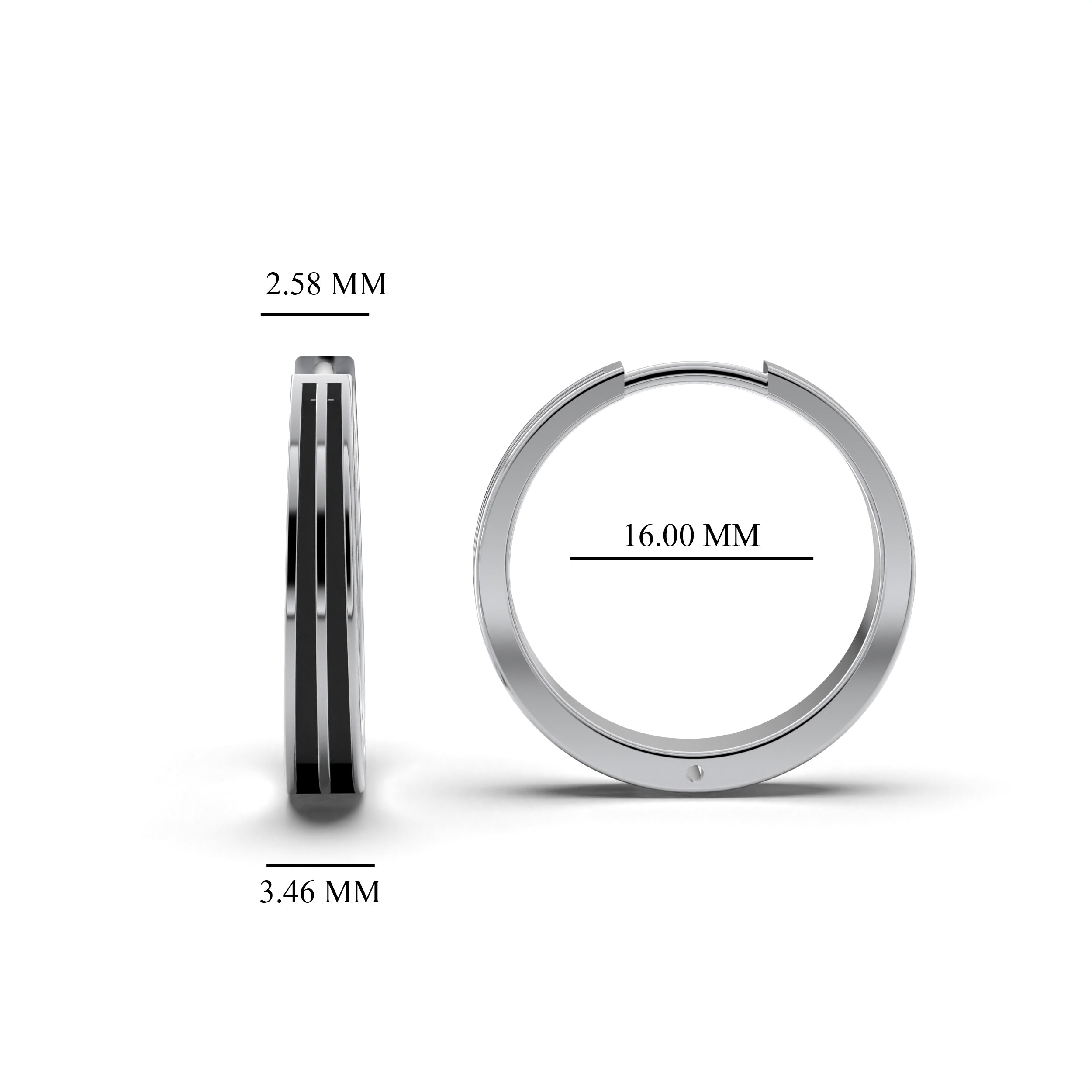 Double Line Huggie Hoop Silver Earrings 16mm
