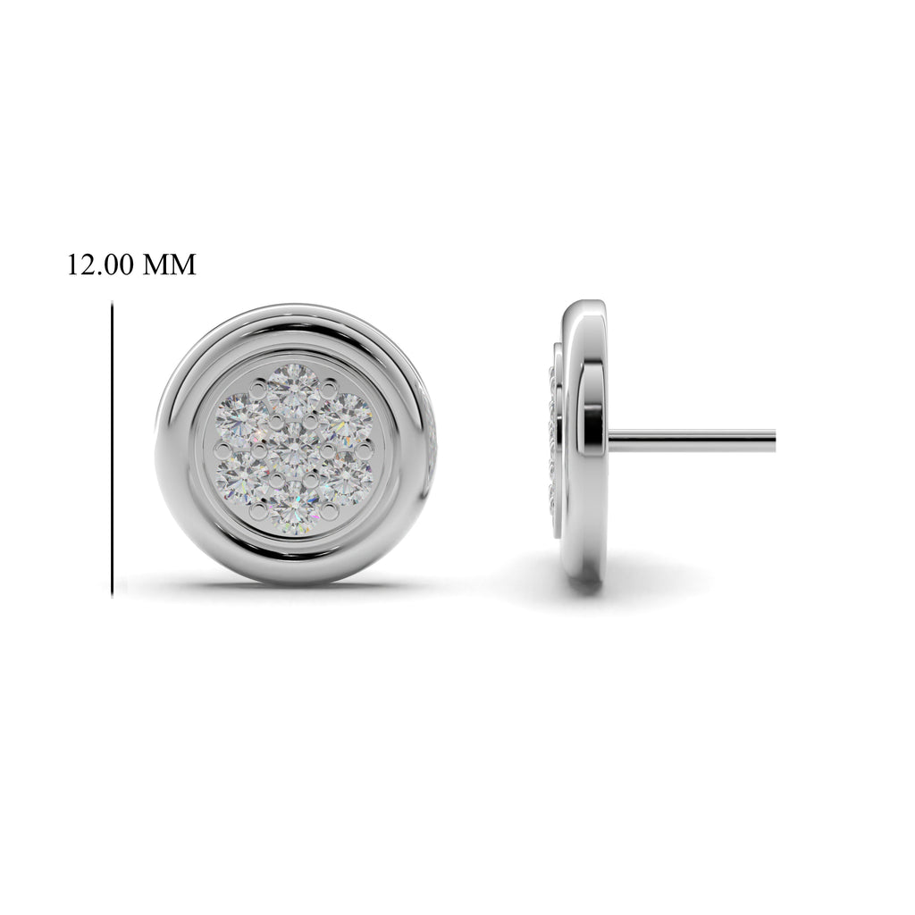 Round Disc Silver Stud Earrings