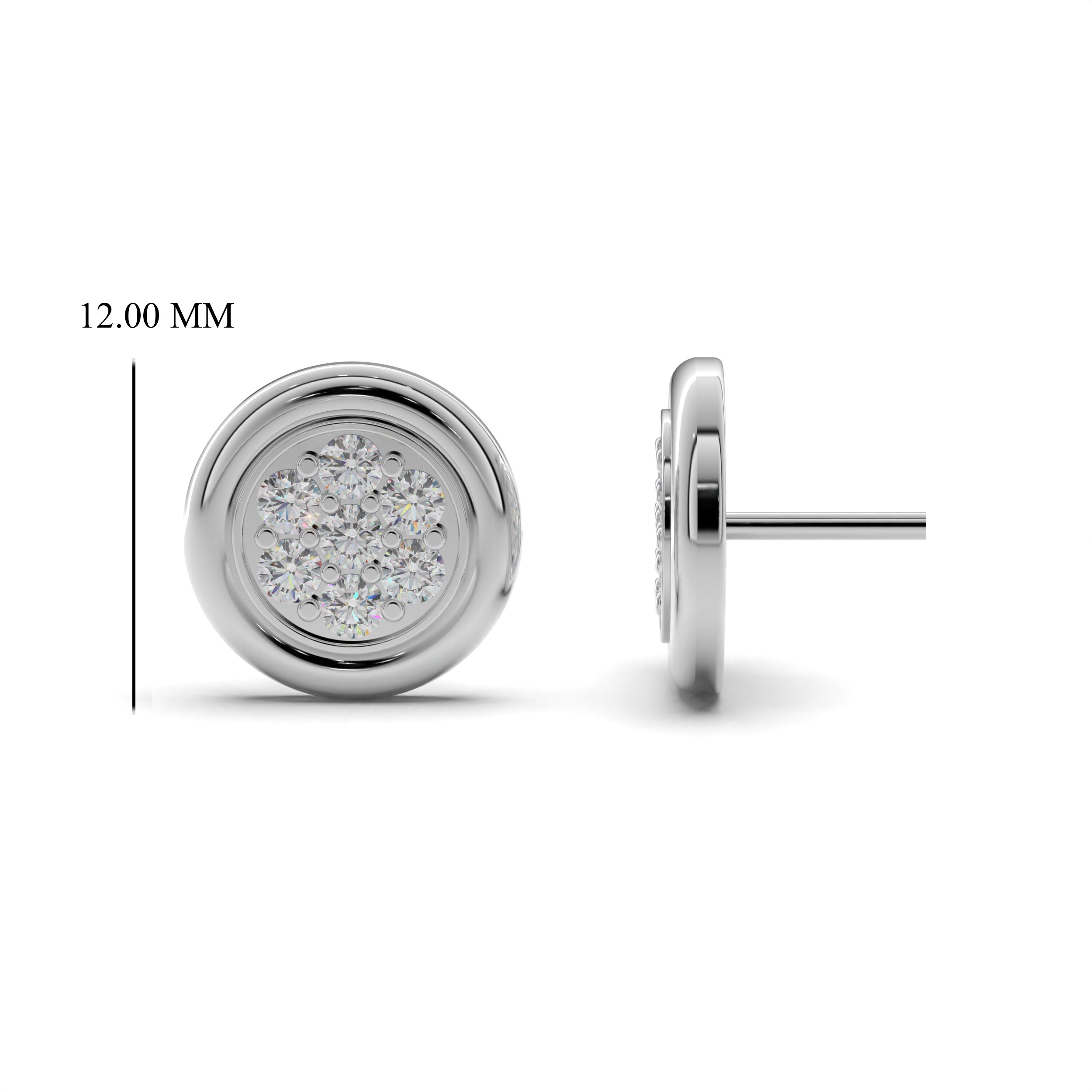 Round Disc Silver Stud Earrings