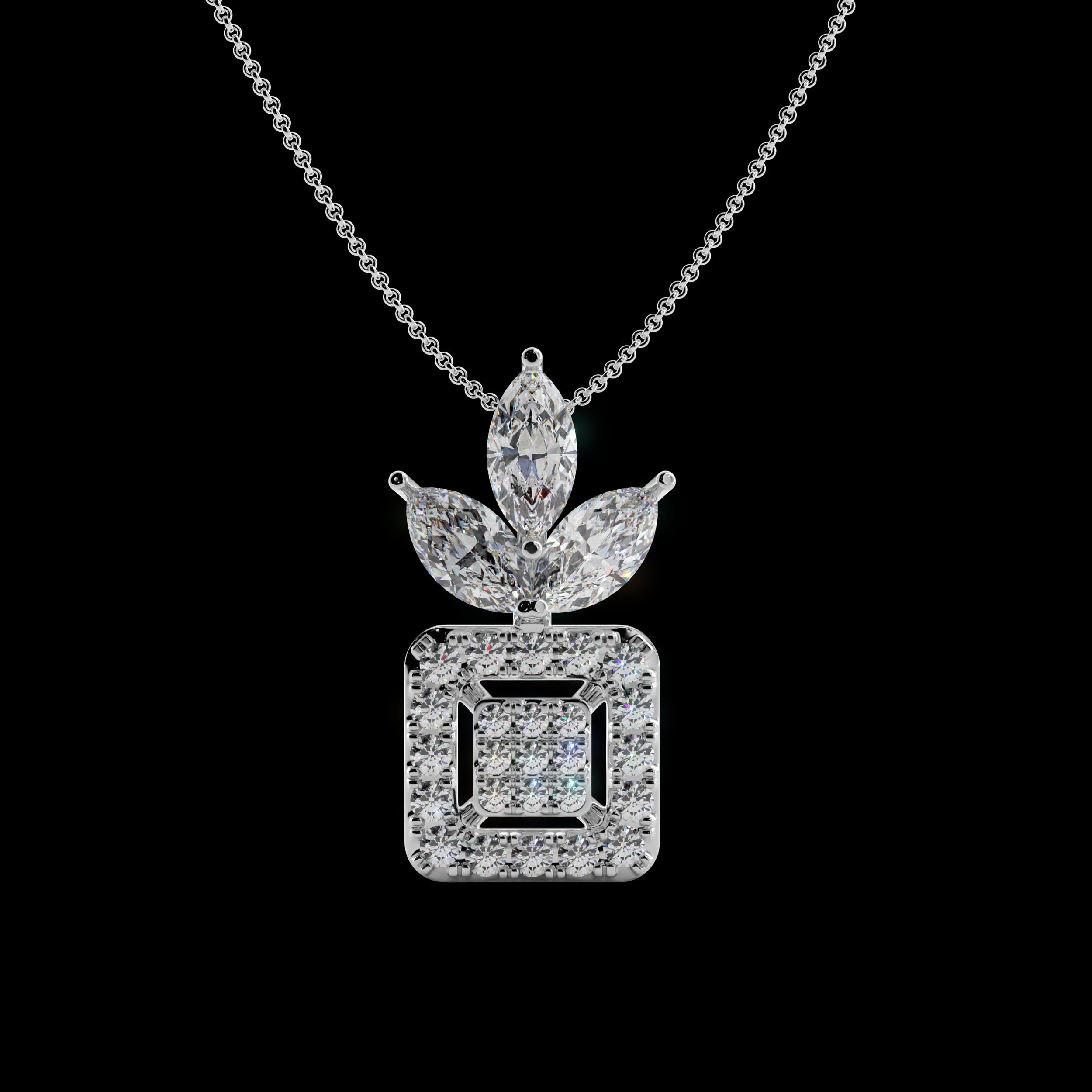 Floral Geos Silver Pendant