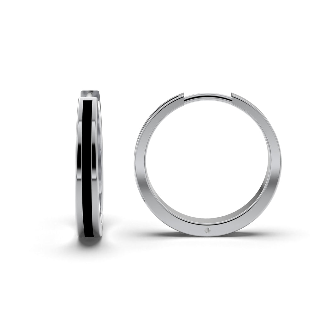 Single Line Huggie Hoop Silver Earrings 17mm