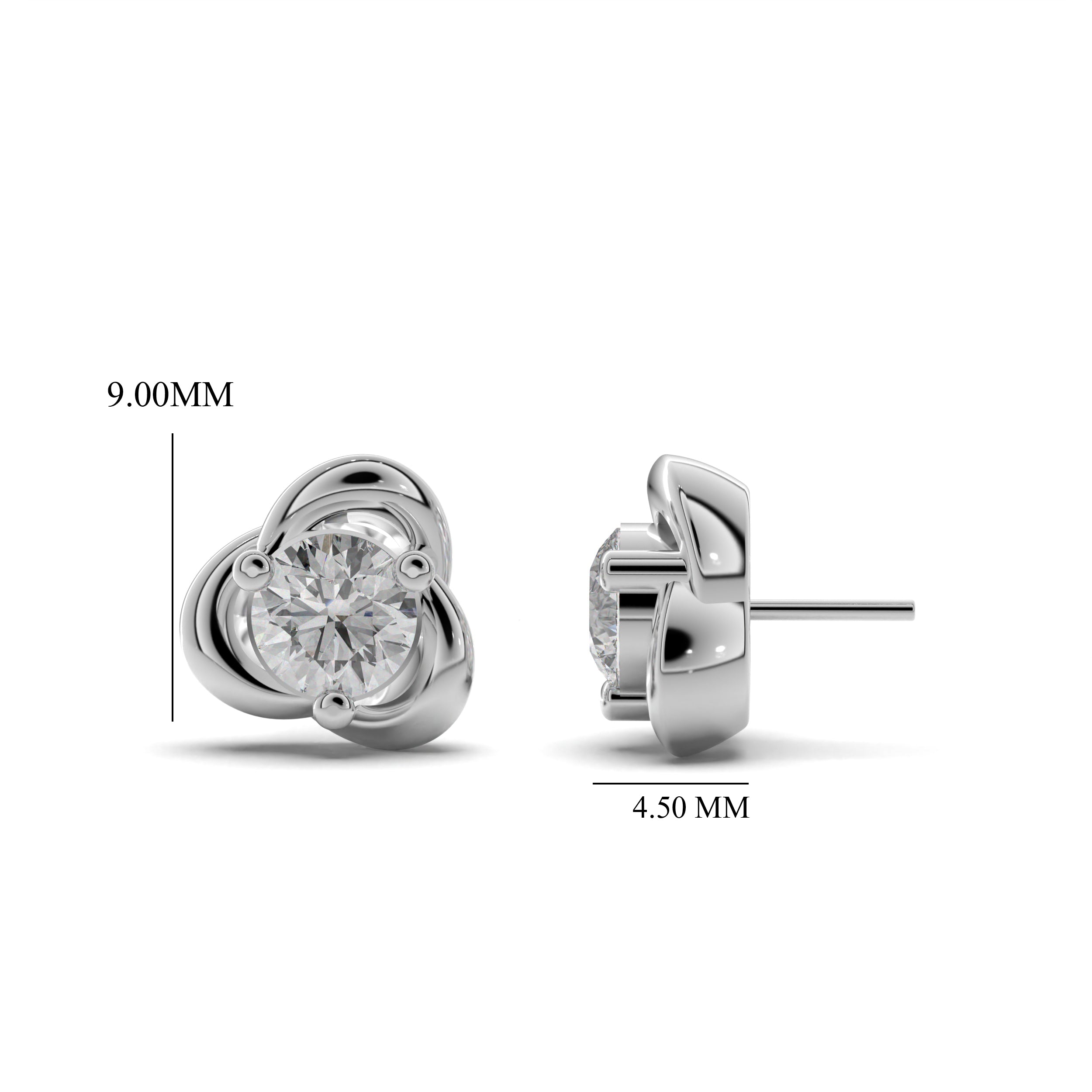 Swirl Element Solitaire Stud Earrings