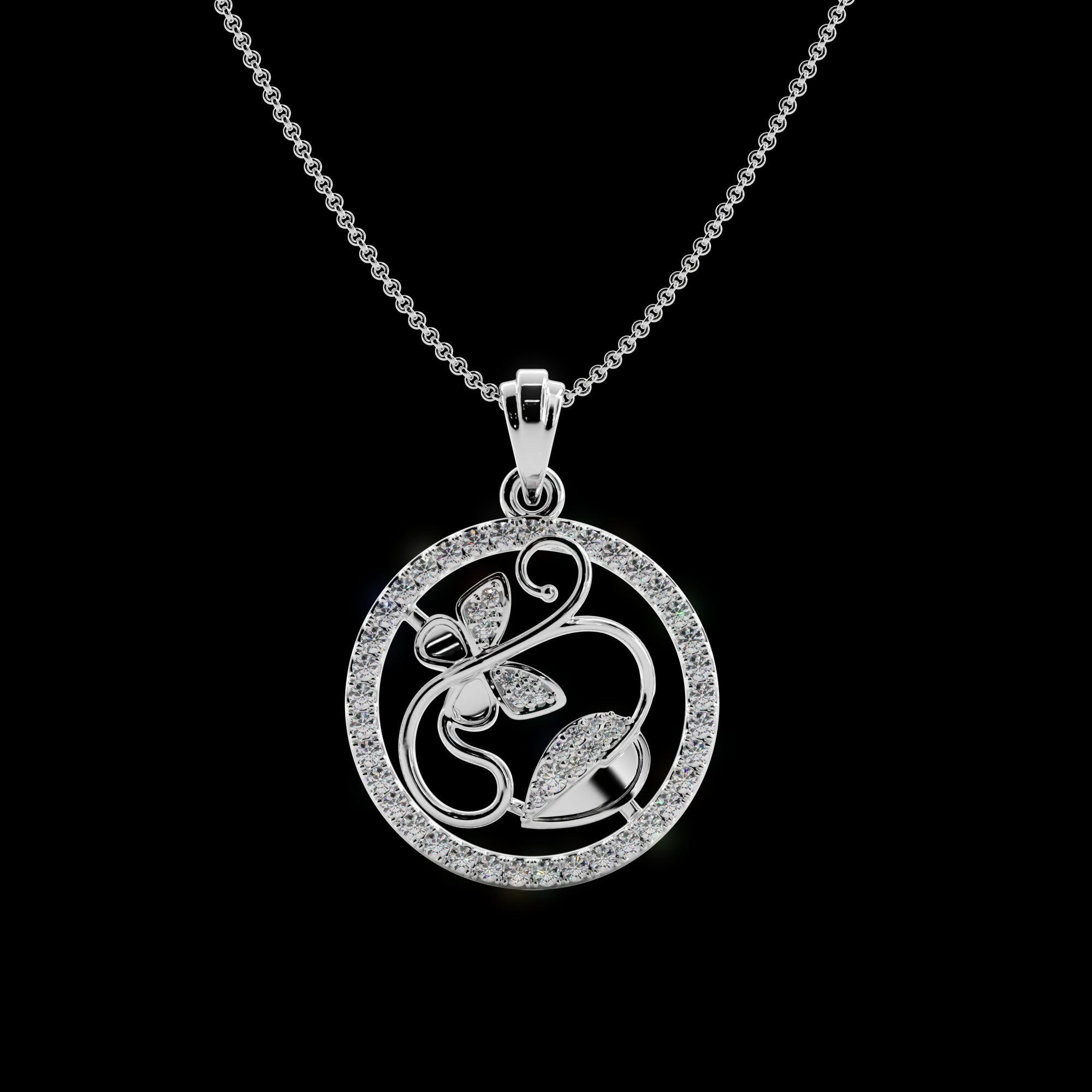 Leaf Motif Silver Pendant