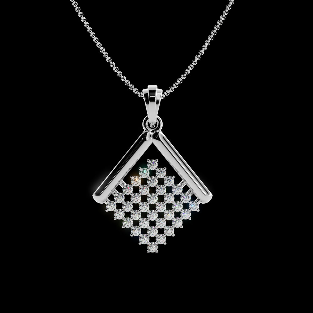 Geometric Square Silver Pendant