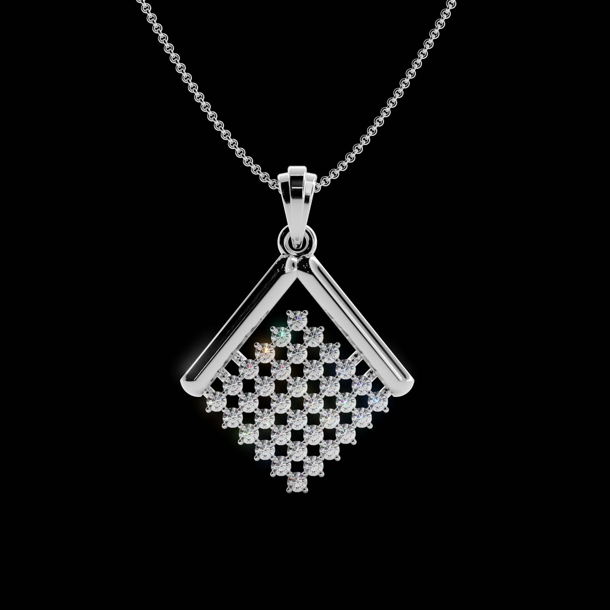 Geometric Square Silver Pendant