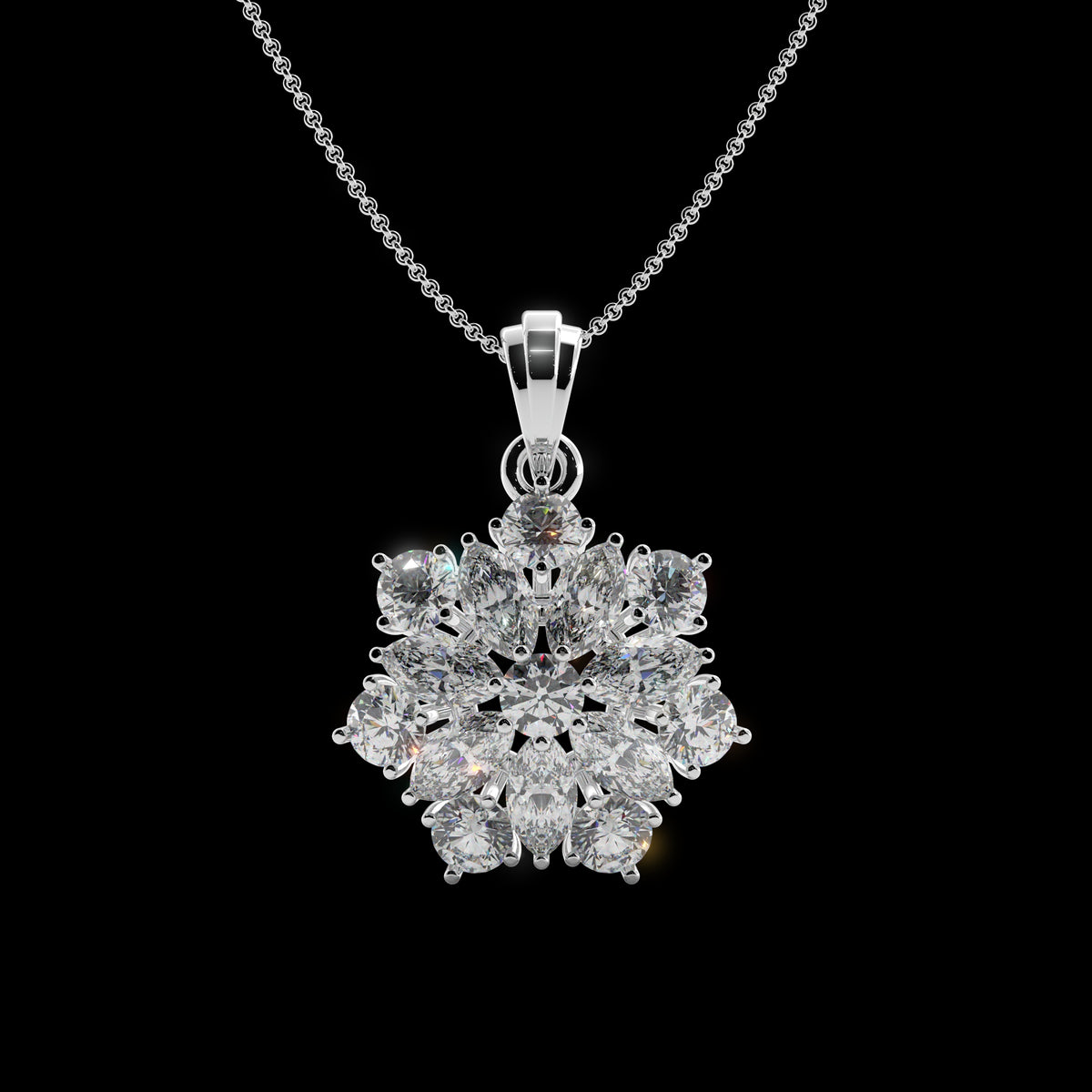 Cluster Floret Silver Pendant