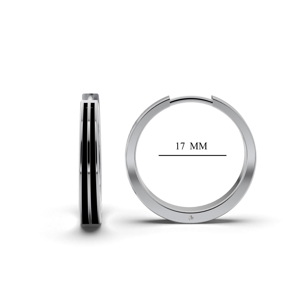 Double Line Huggie Hoop Silver Earrings 17mm