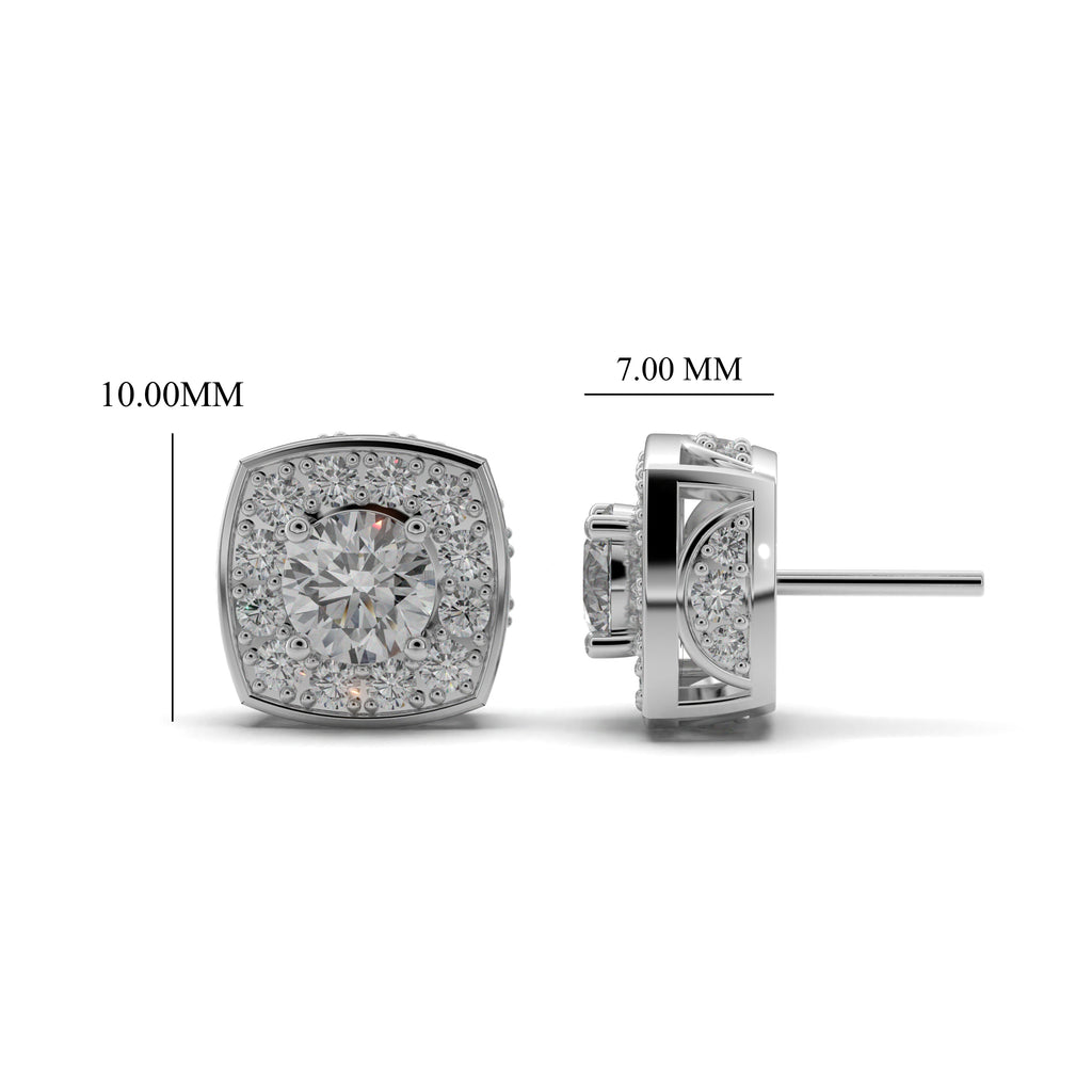 Cushion Cut Halo  Stud Earrings