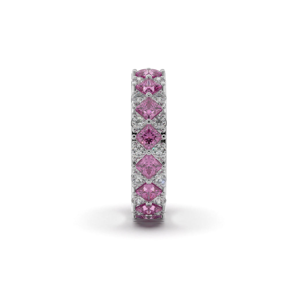 Pink Baguette Silver Ring
