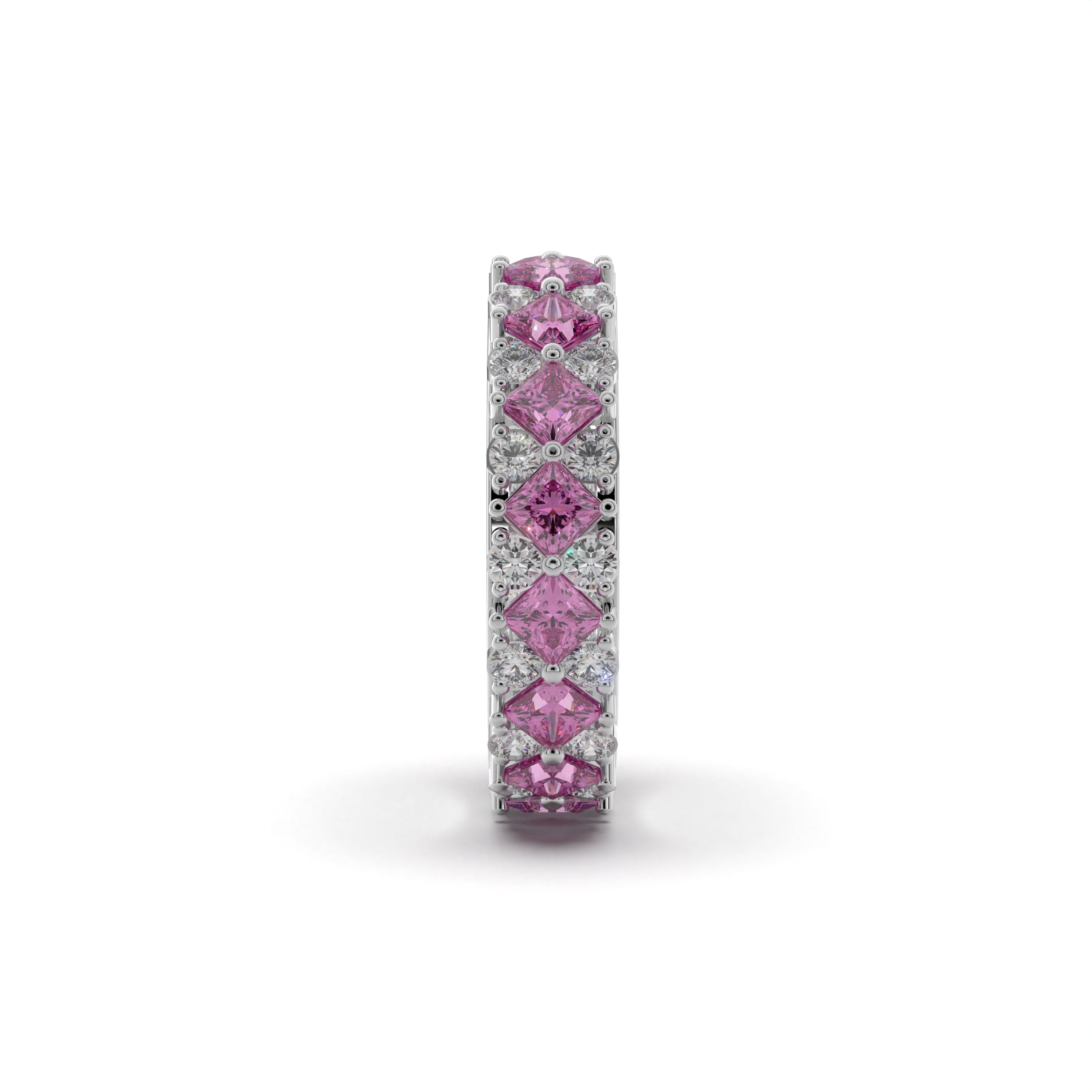 Pink Baguette Silver Ring