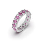Pink Baguette Silver Ring