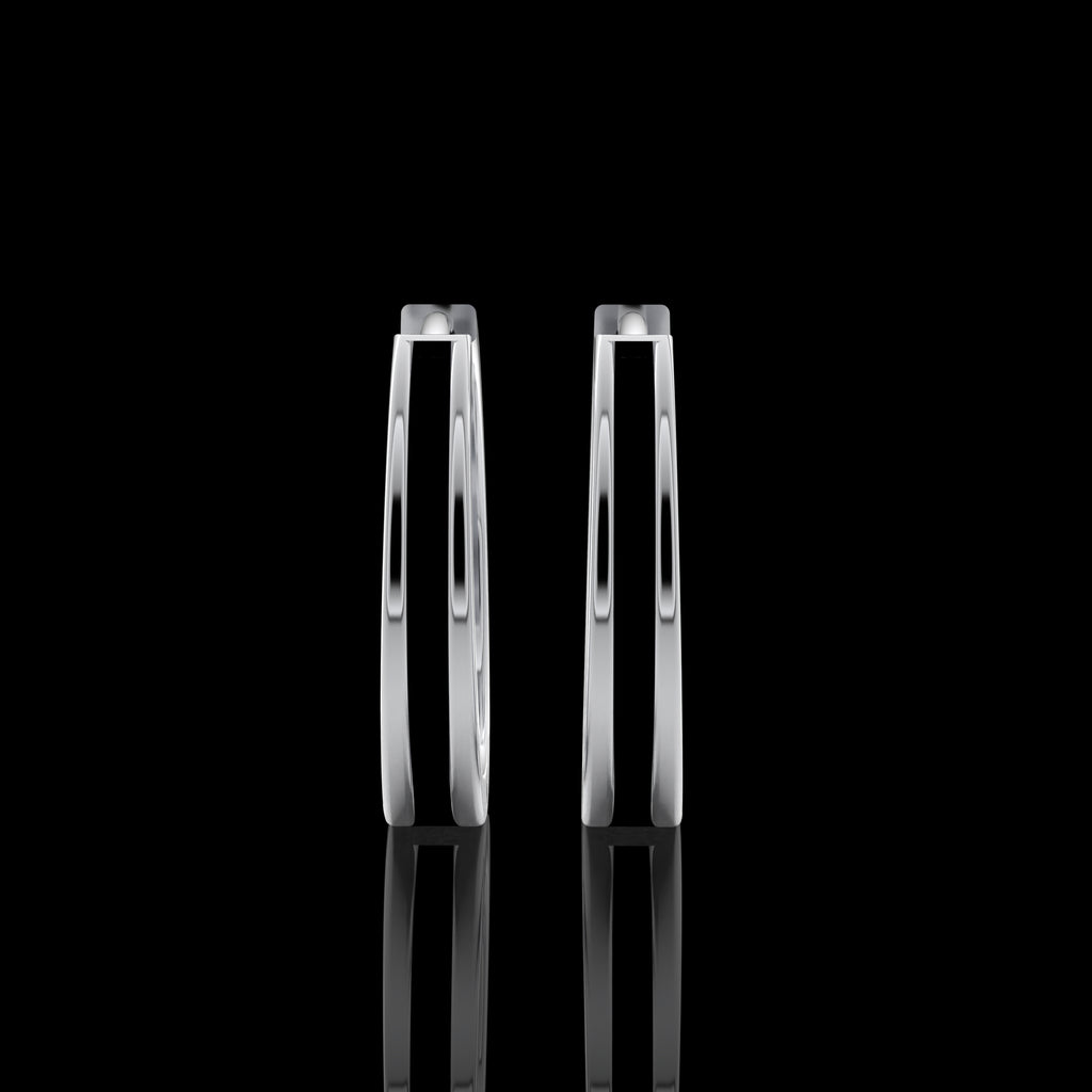 Single Line Huggie Hoop Silver Earrings 15mm