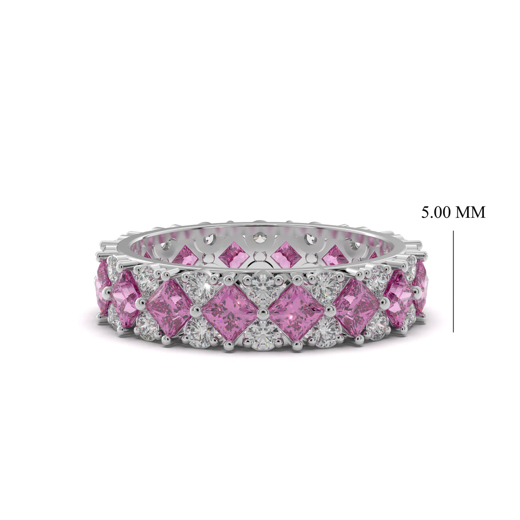Pink Baguette Silver Ring