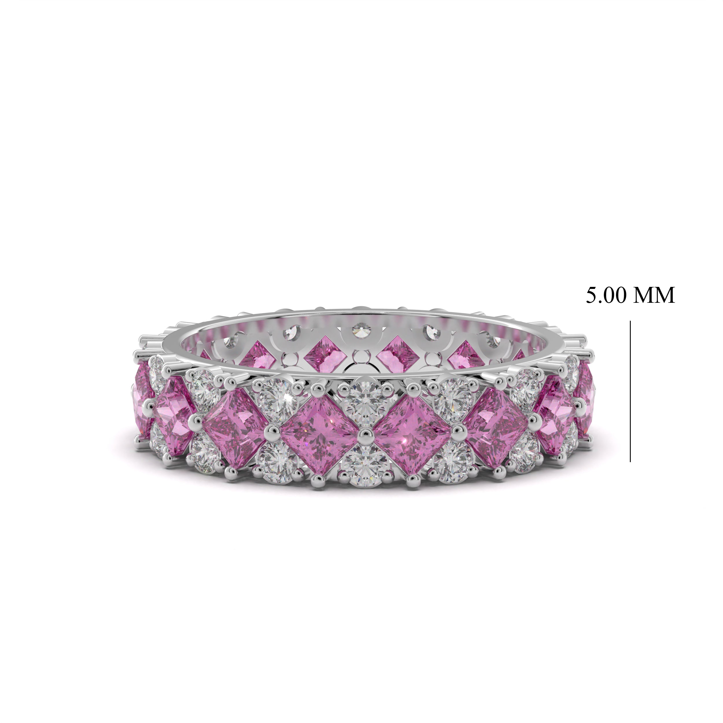 Pink Baguette Silver Ring