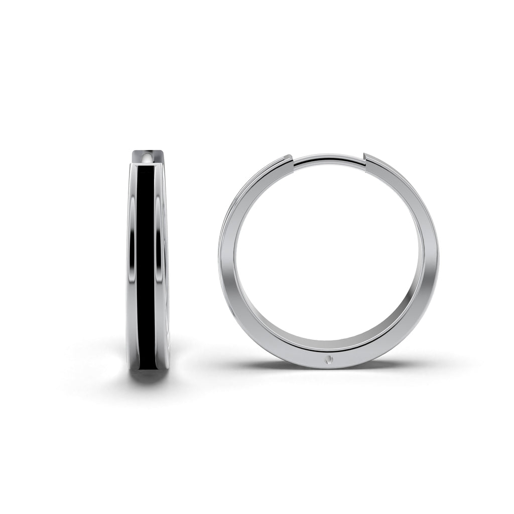 Single Line Huggie Hoop Silver Earrings 15mm