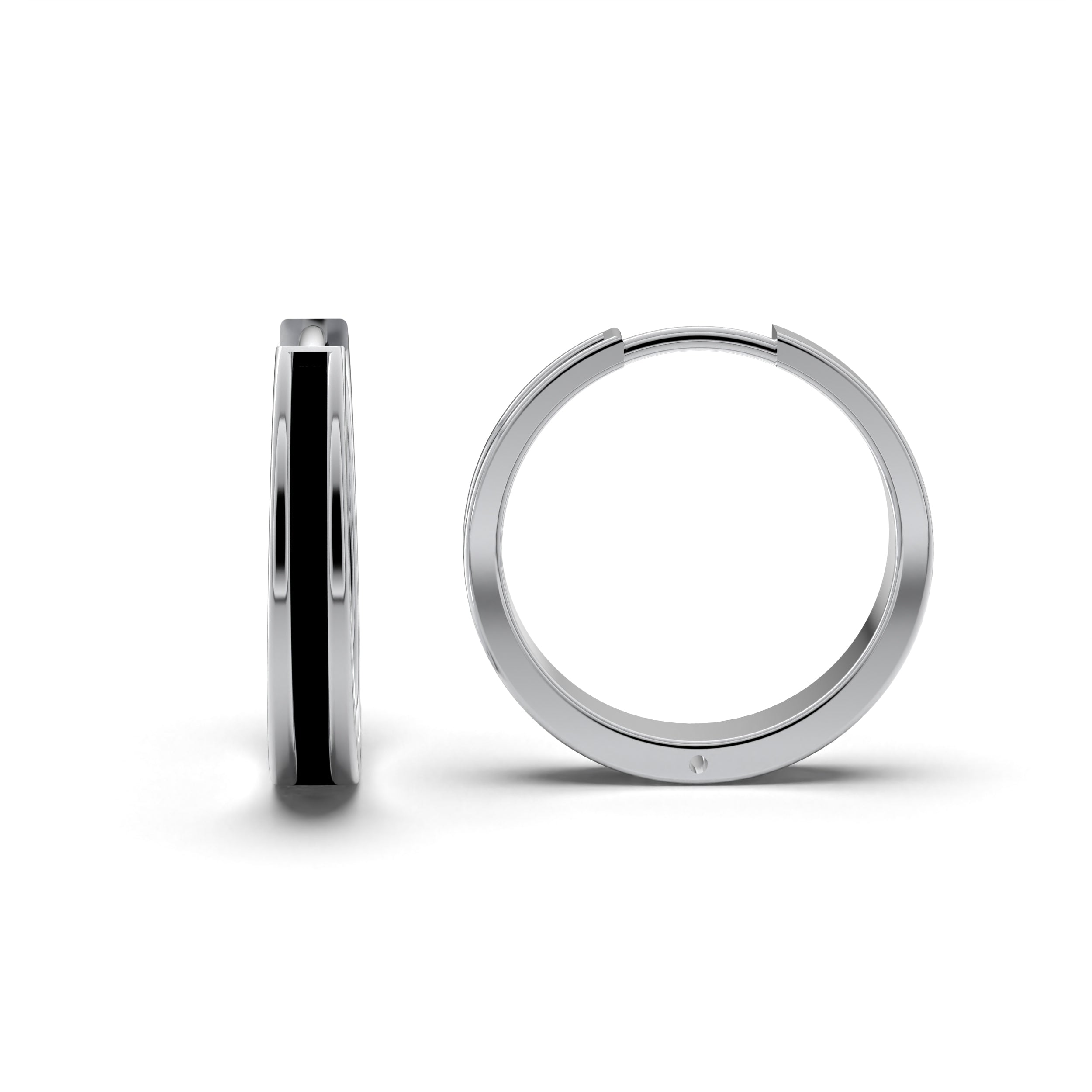 Single Line Huggie Hoop Silver Earrings 15mm