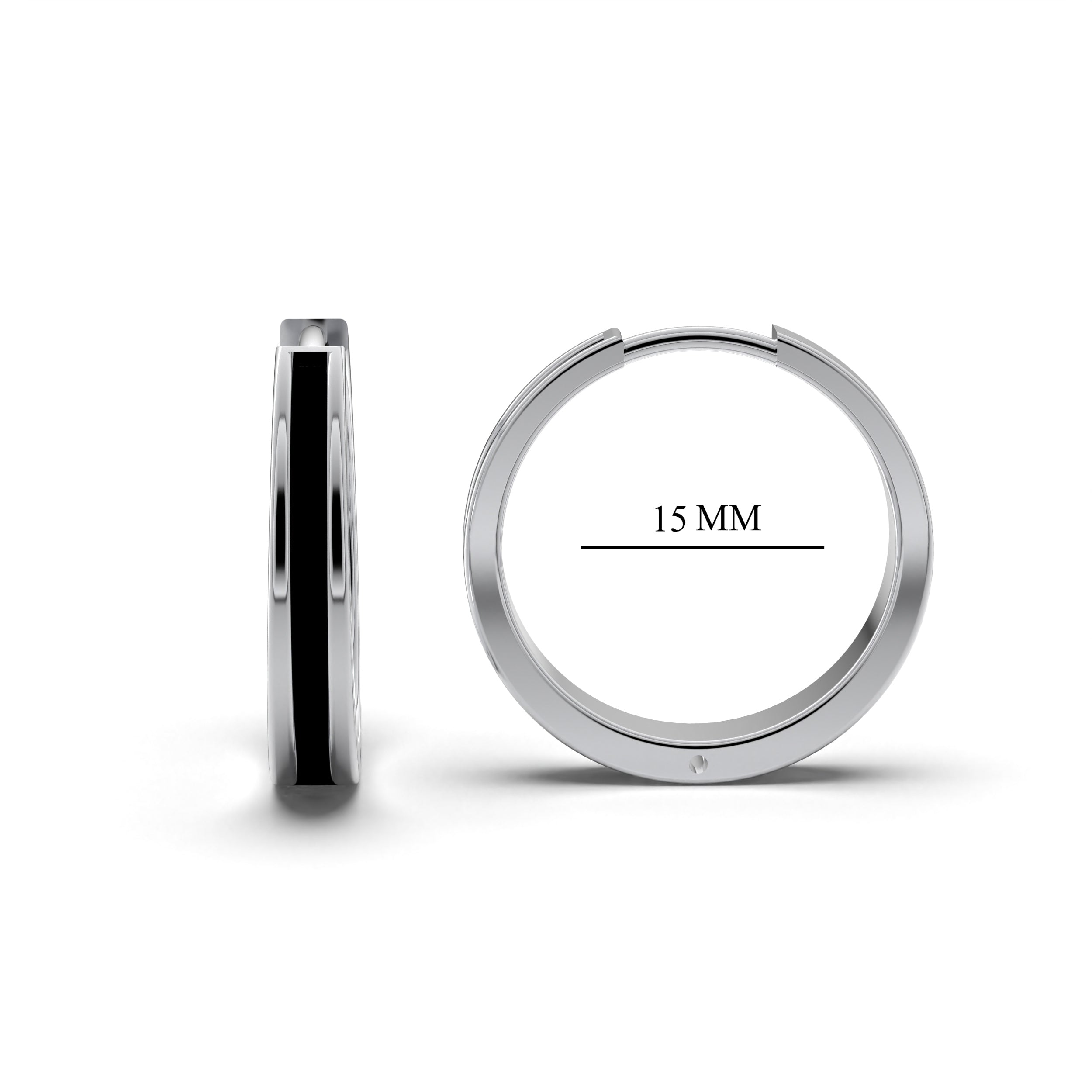 Single Line Huggie Hoop Silver Earrings 15mm