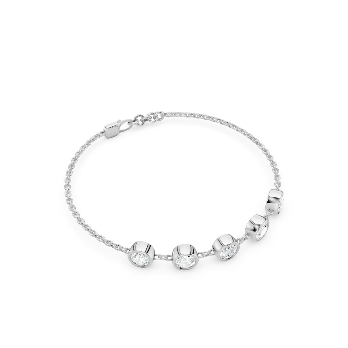 Sparkler Bazel-Set Silver Bracelet