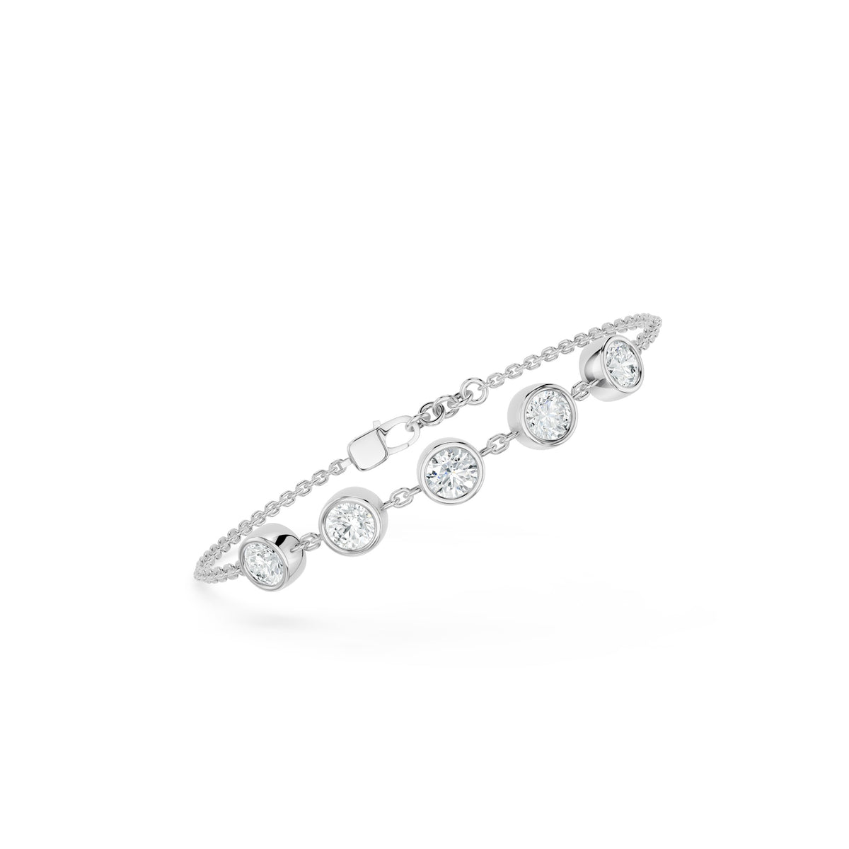 Sparkler Bazel-Set Silver Bracelet