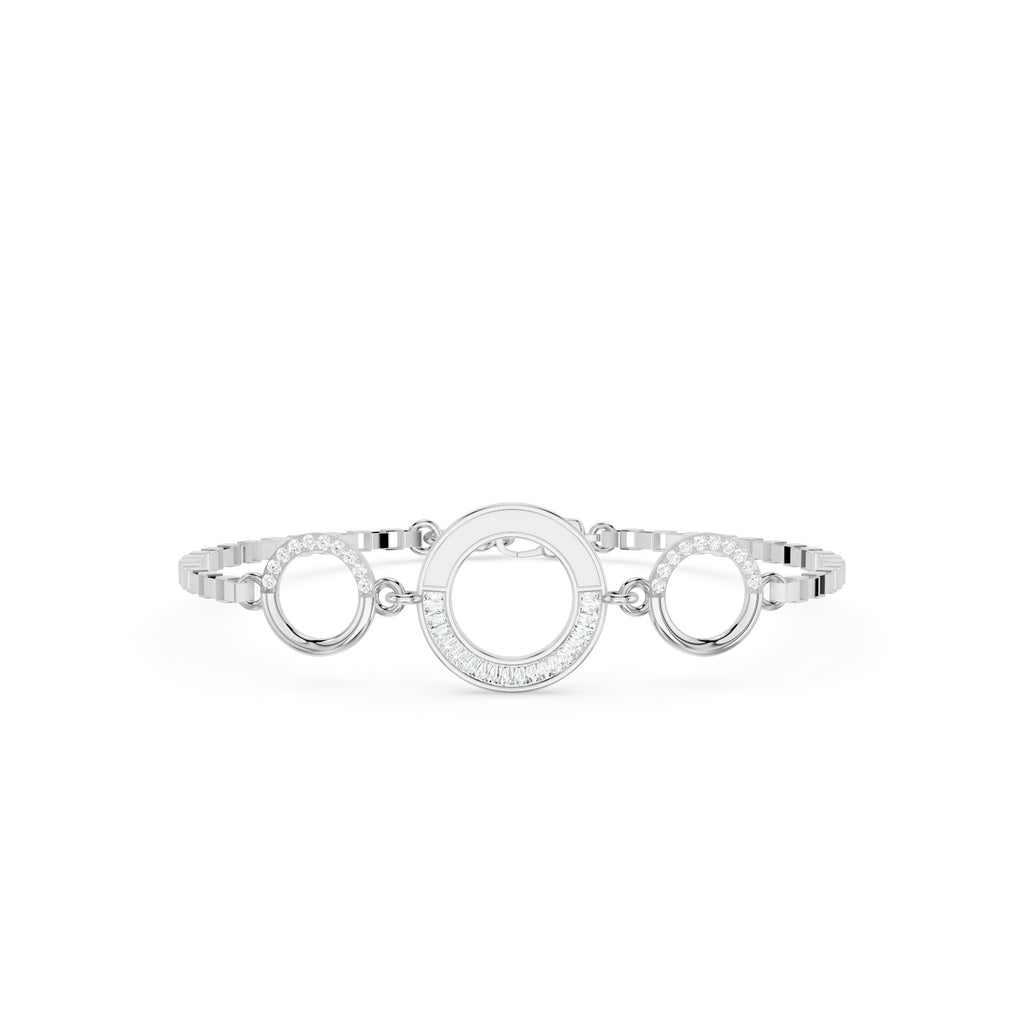 Trio-Circle Link Silver Bracelet