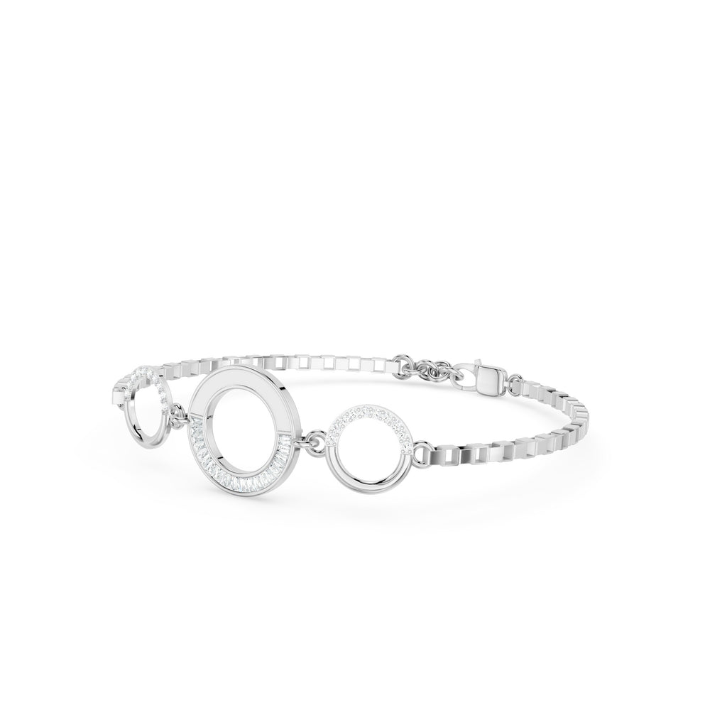 Trio-Circle Link Silver Bracelet