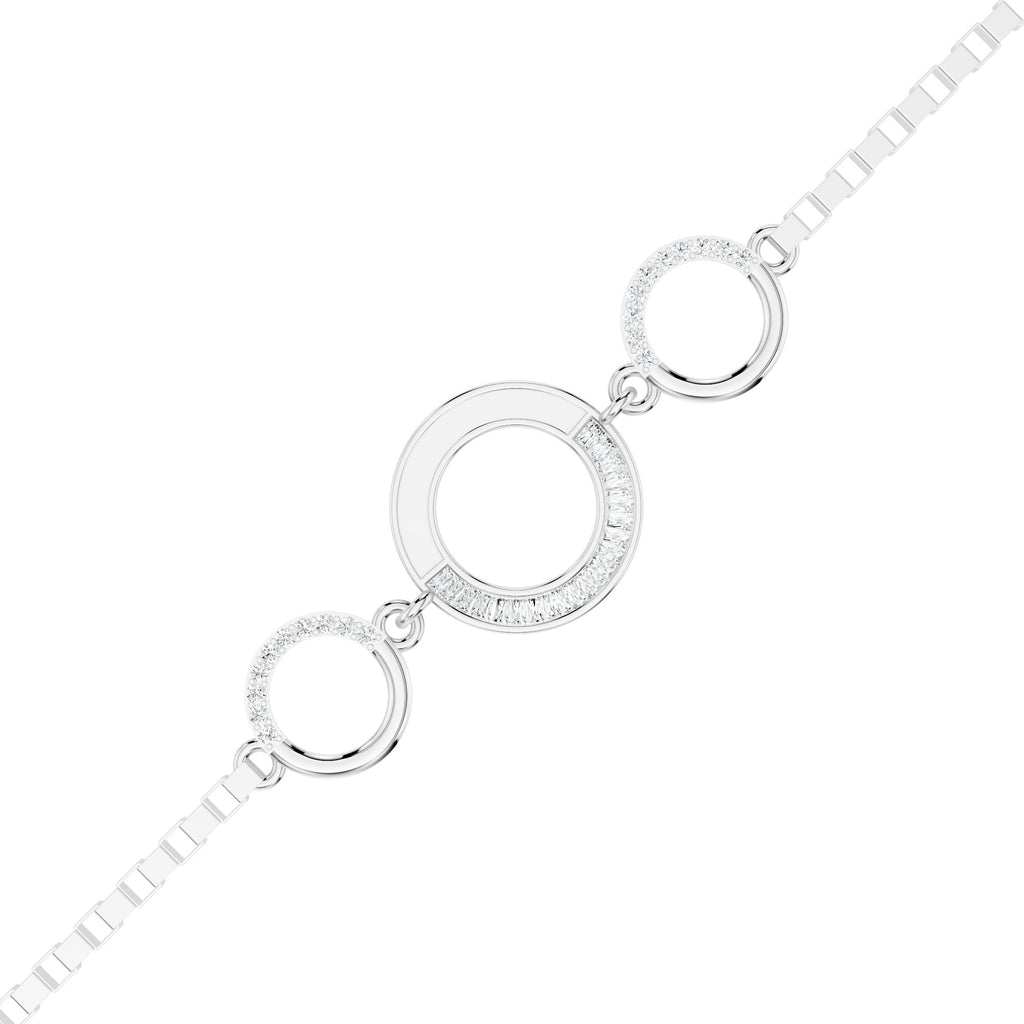Trio-Circle Link Silver Bracelet