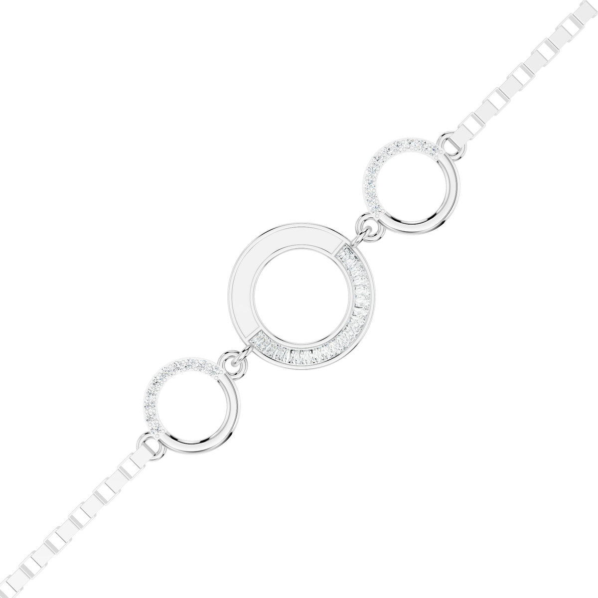 Trio-Circle Link Silver Bracelet