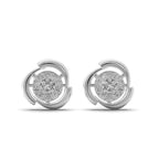 Crescent Halo Diamond Stud Earrings