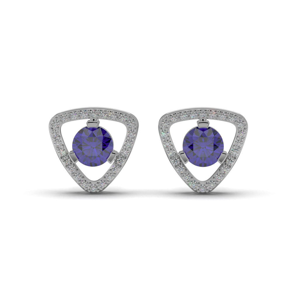 Triangular Blue Sapphire Stud