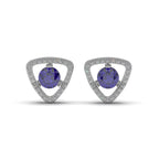 Triangular Blue Sapphire Stud