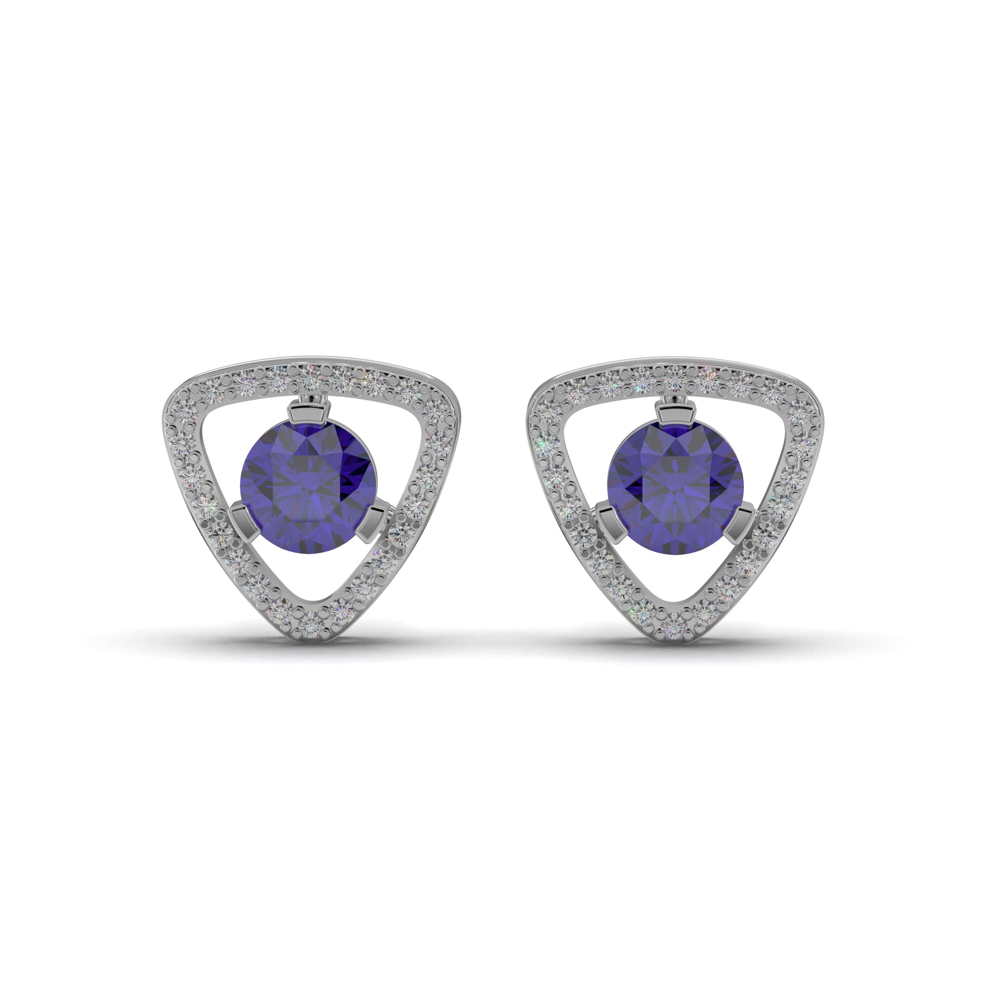 Triangular Blue Sapphire Stud