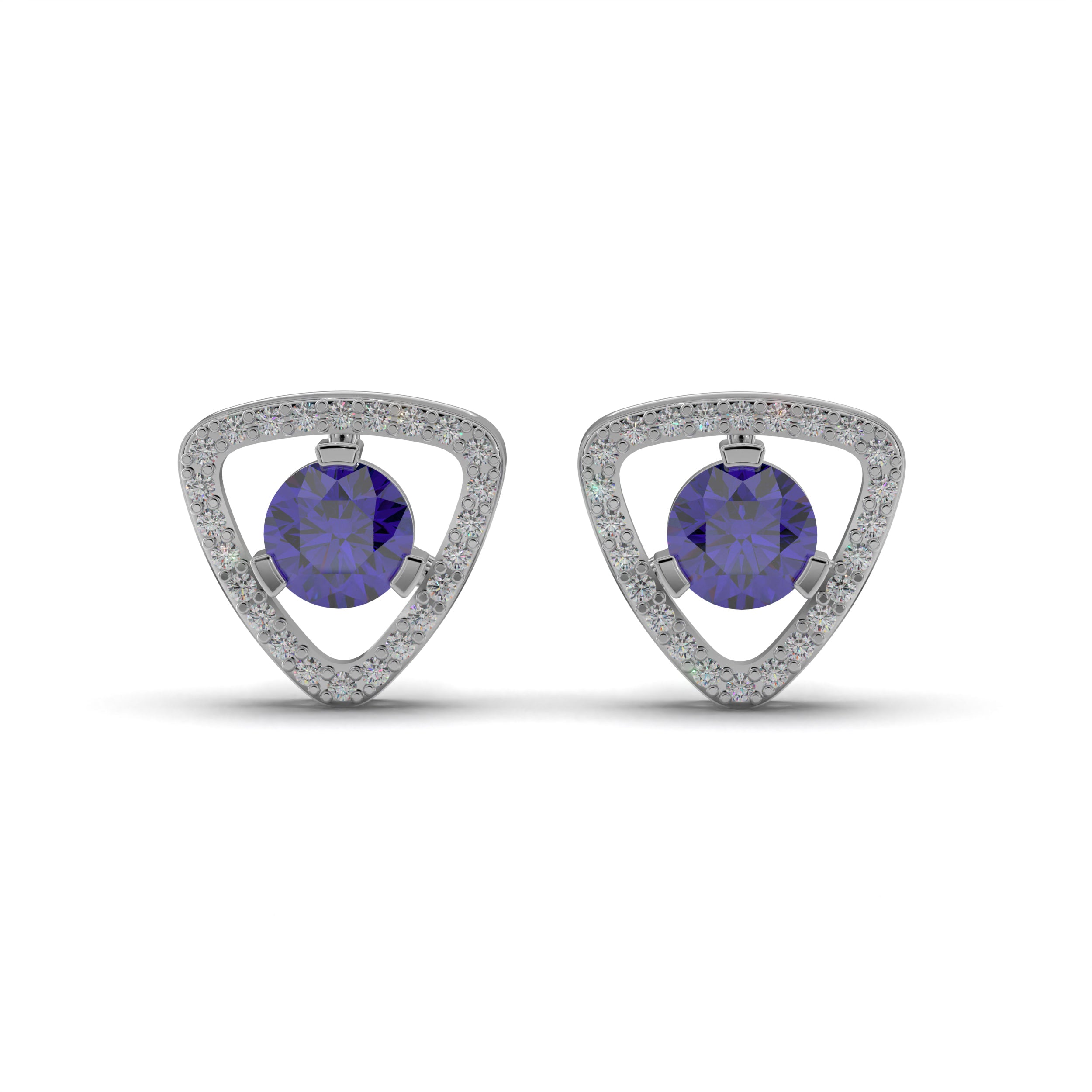 Triangular Blue Sapphire Stud