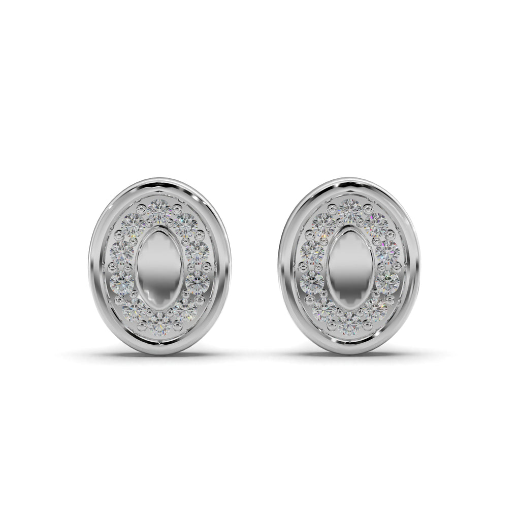 Oval Halo Diamond Stud Earring