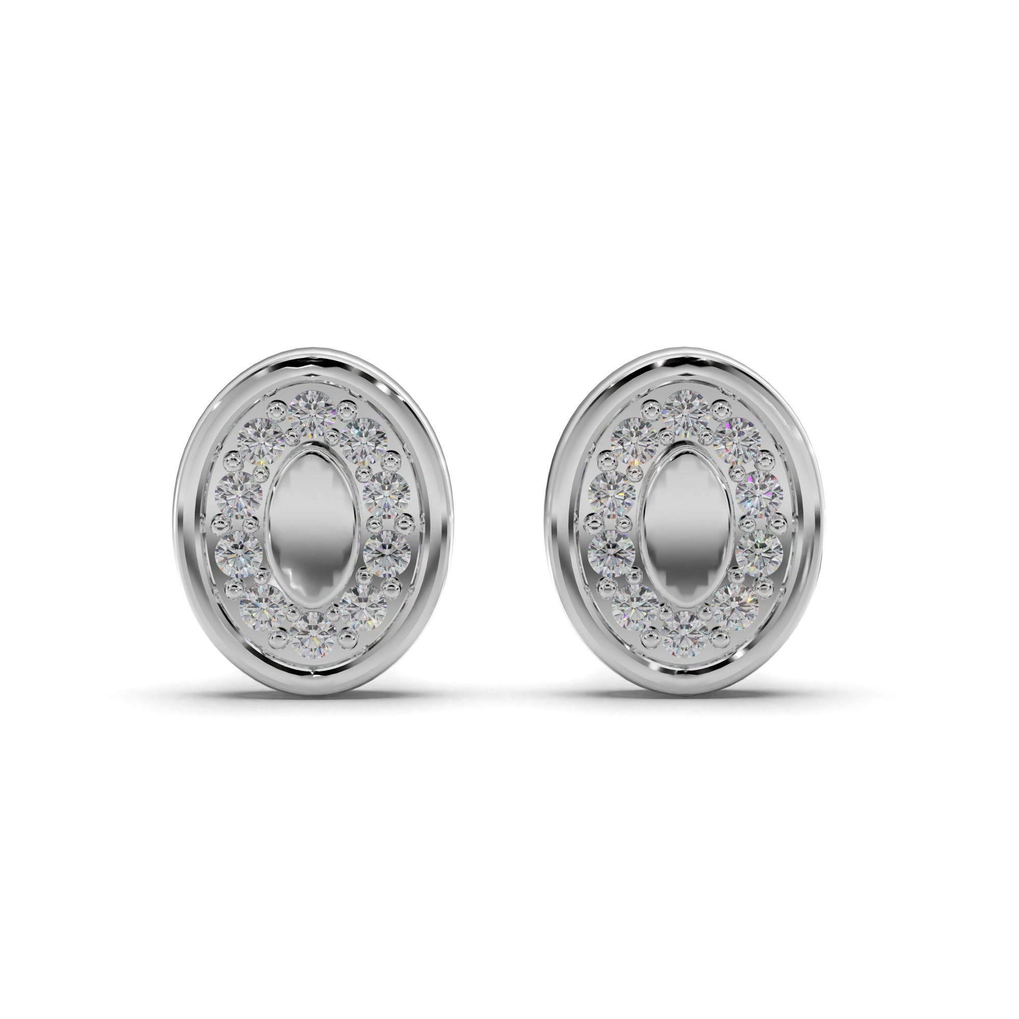 Oval Halo Diamond Stud Earrings