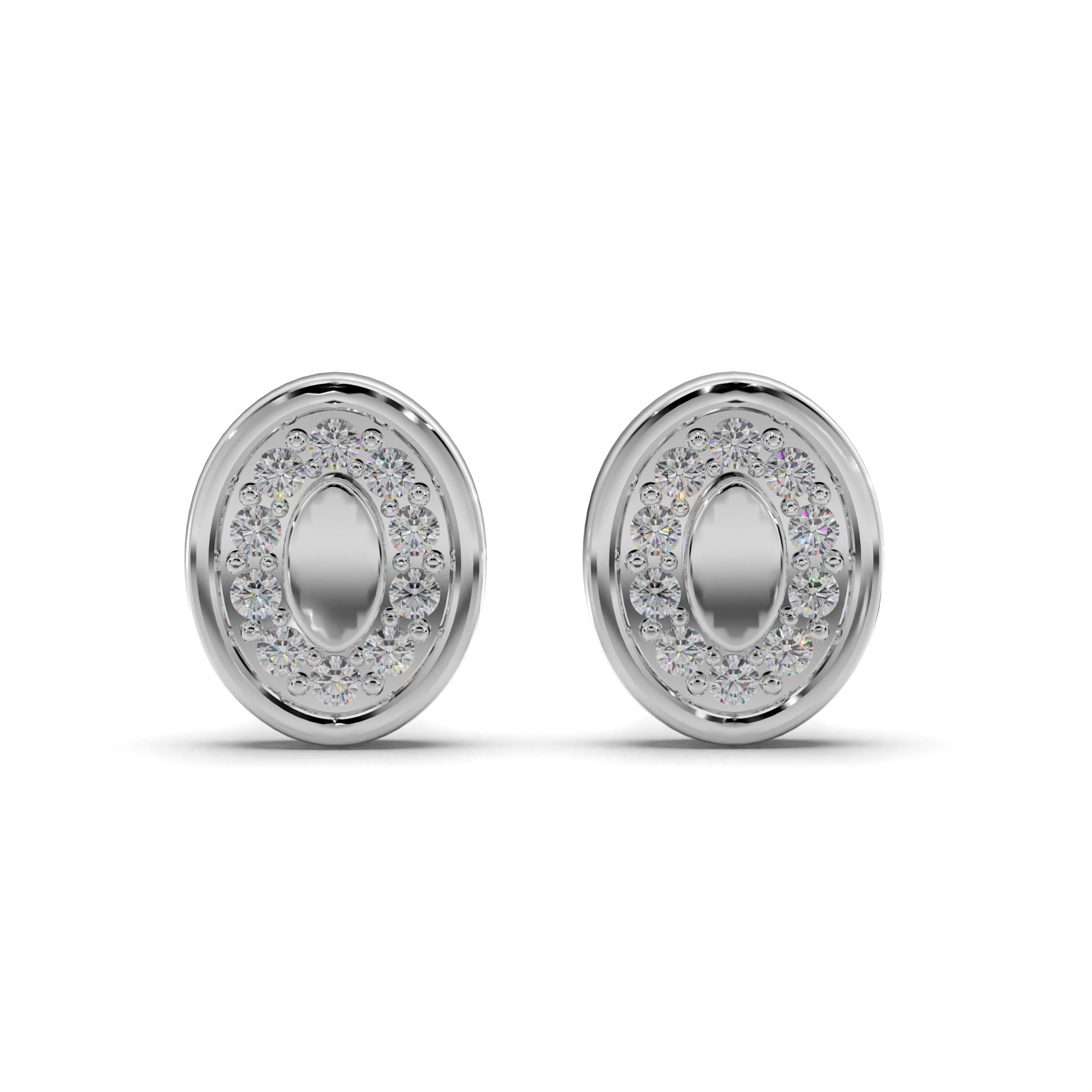 Oval Halo Diamond Stud Earrings