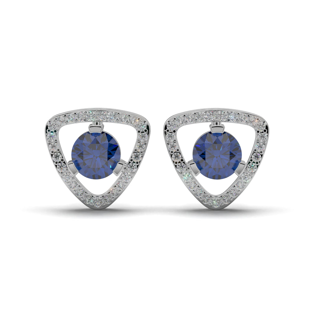 Trillion-Cut Blue Sapphire Stud