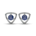 Trillion-Cut Blue Sapphire Stud