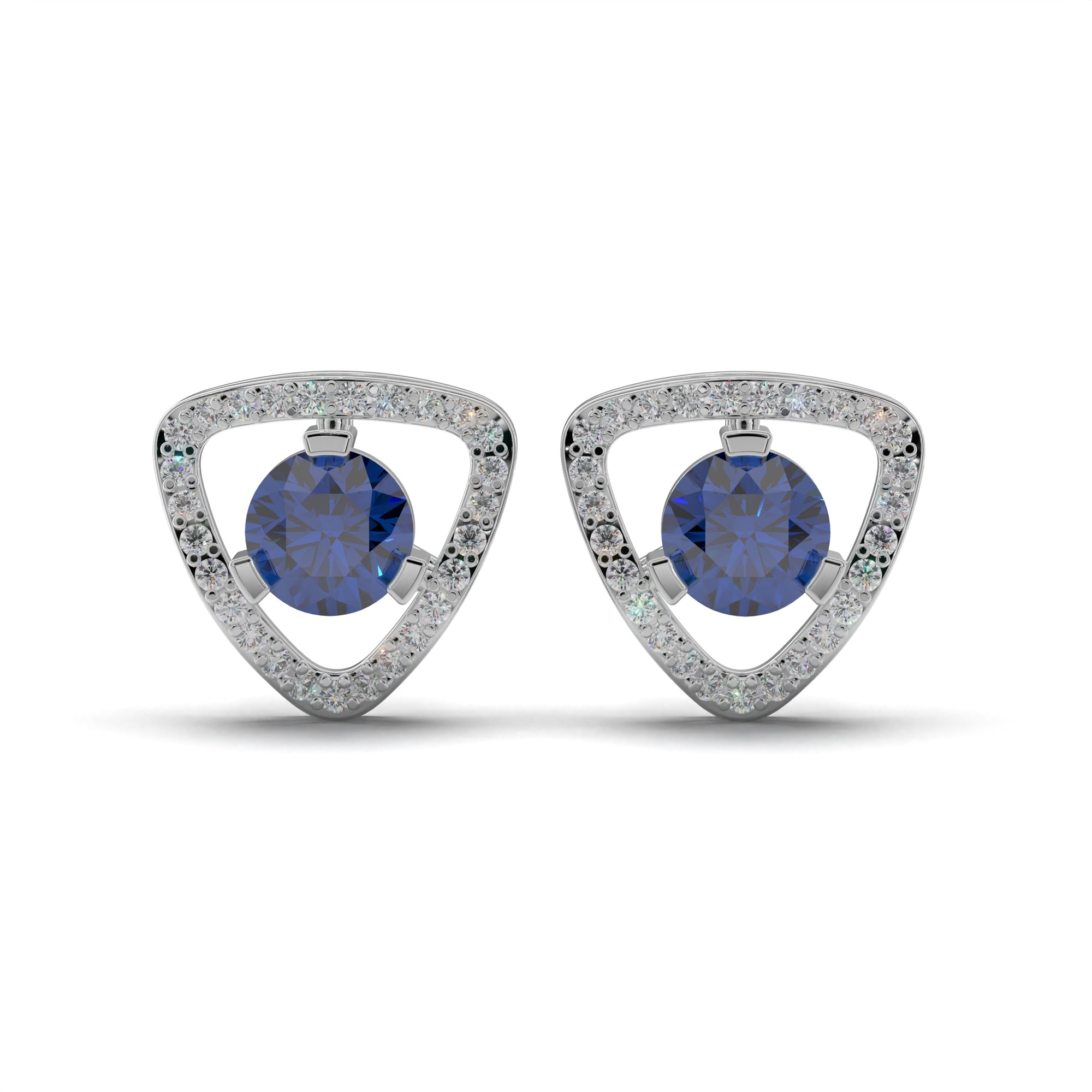 Trillion-Cut Blue Sapphire Stud