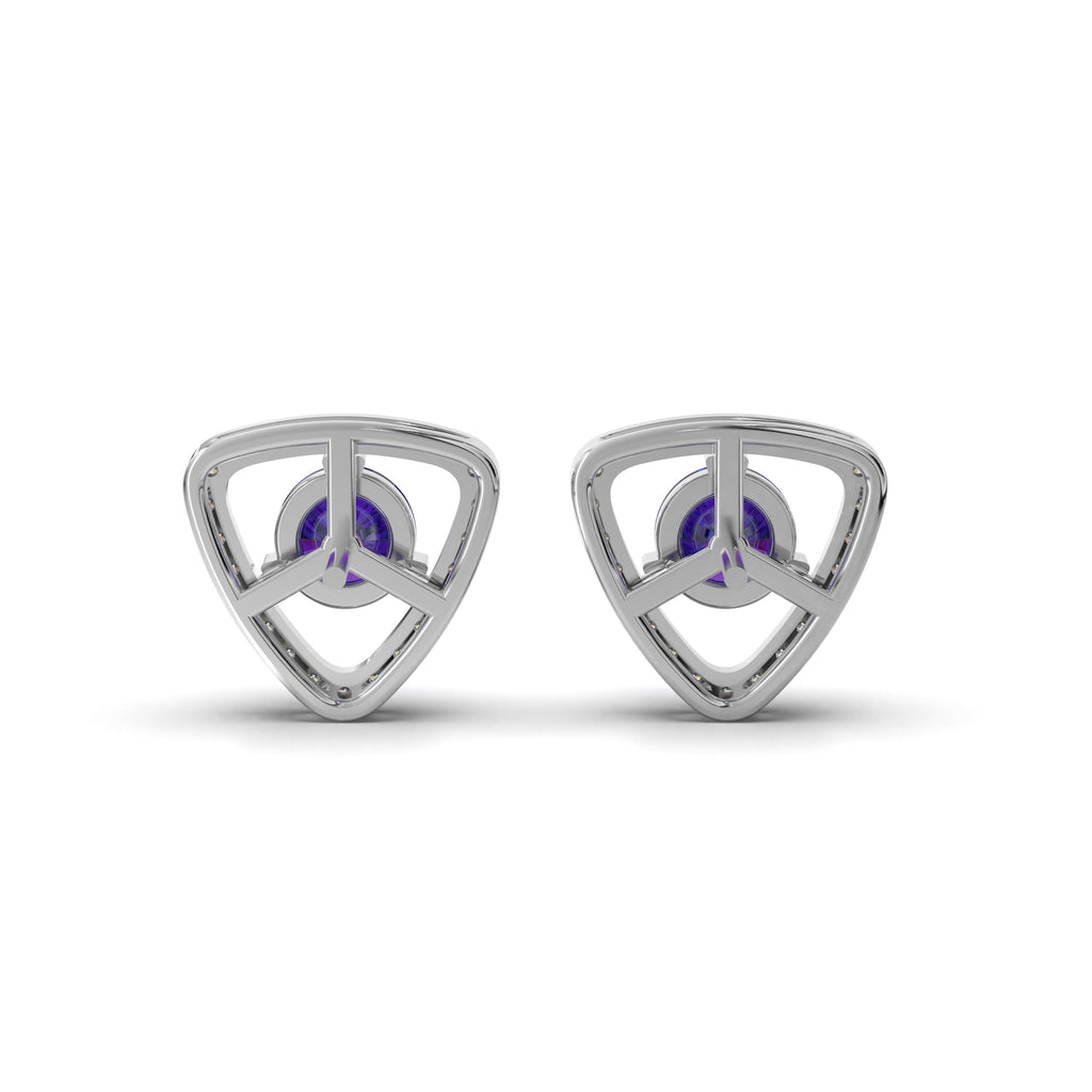 Triangular Blue Sapphire Stud