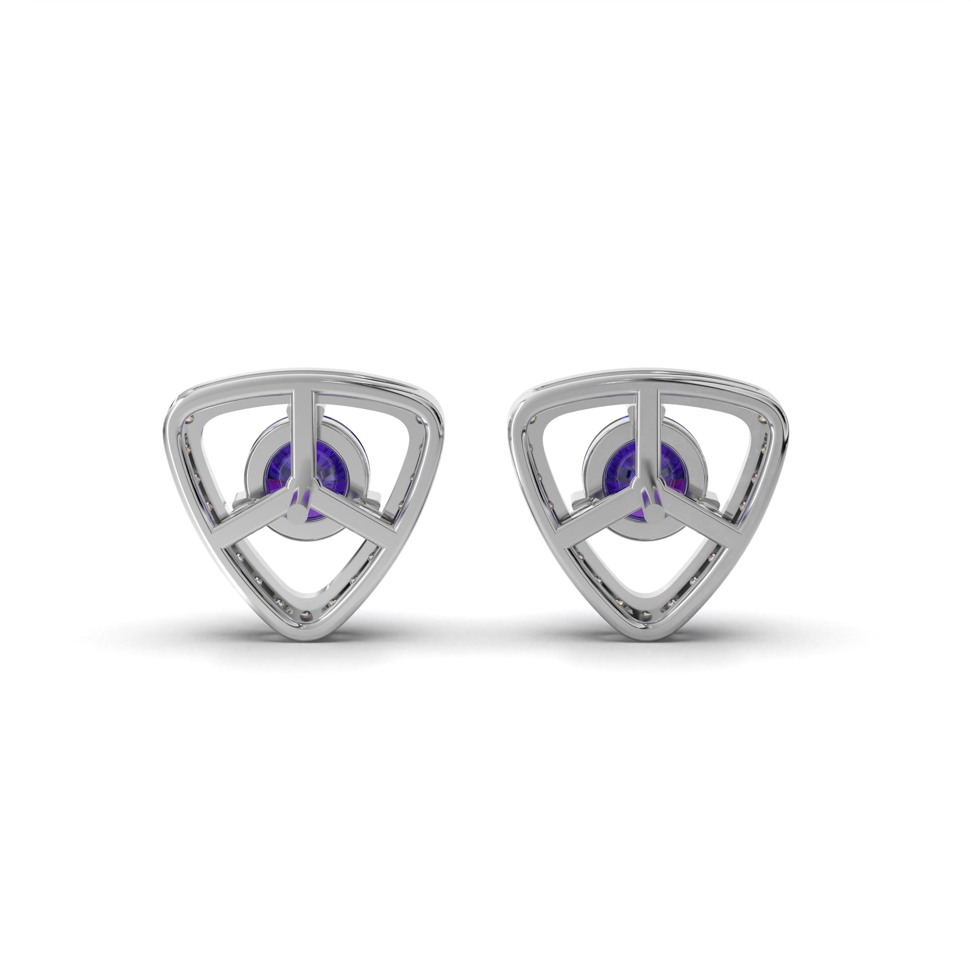 Triangular Blue Sapphire Stud