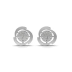 Crescent Halo Diamond Stud Earrings