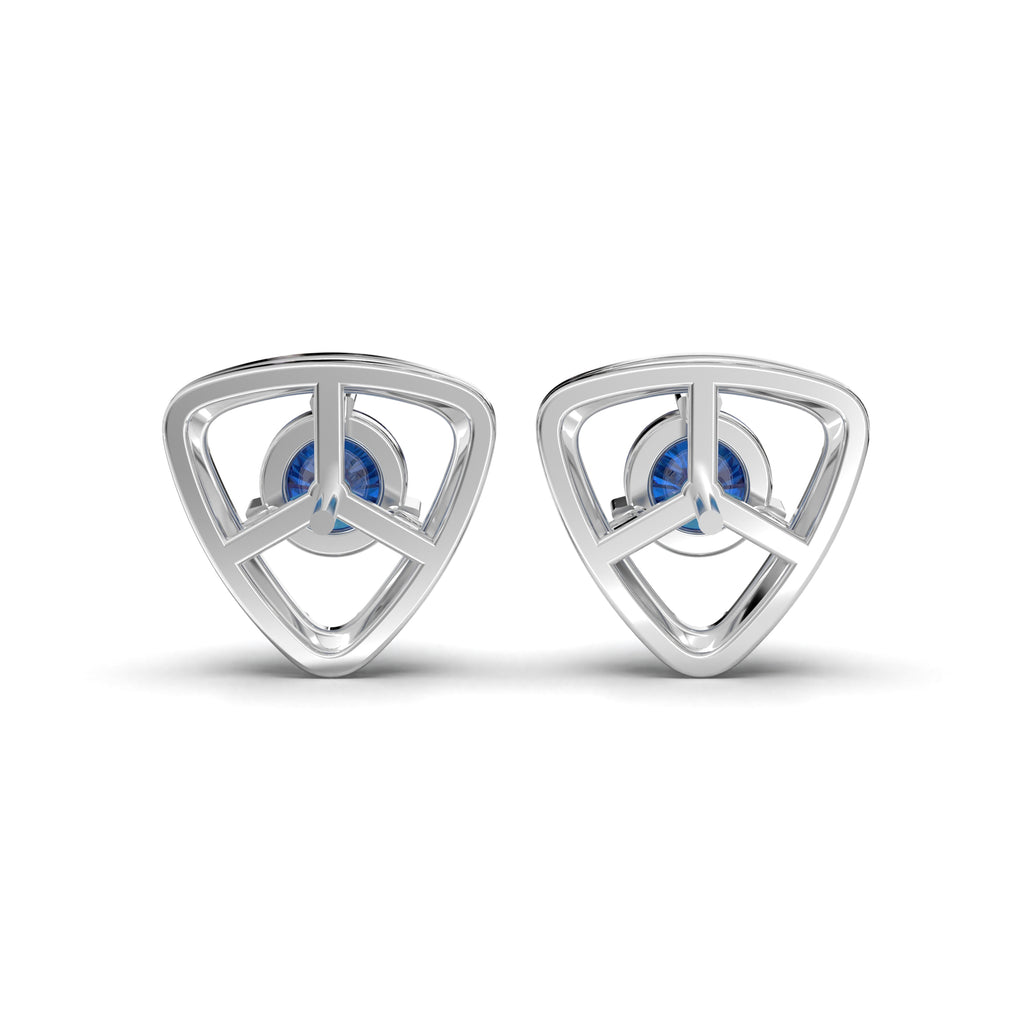 Trillion-Cut Blue Sapphire Stud