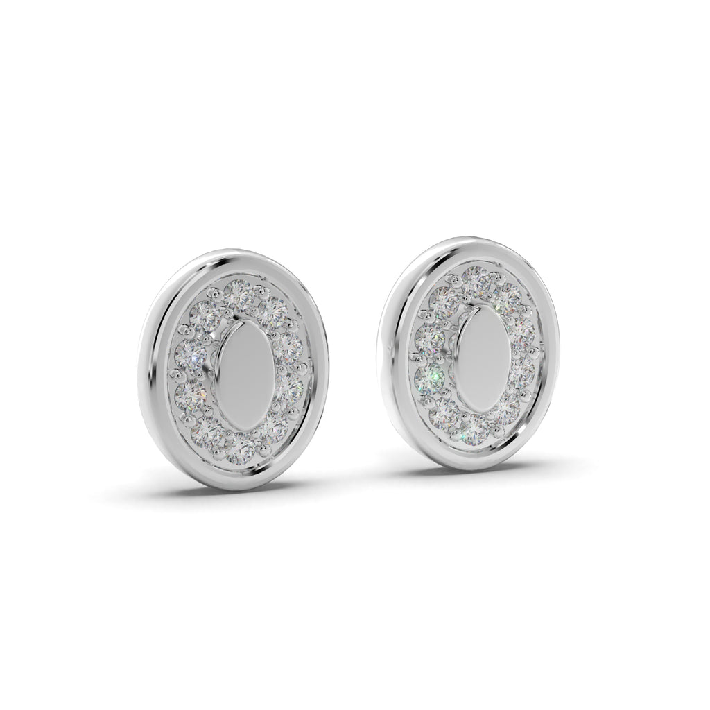 Oval Halo Diamond Stud Earring